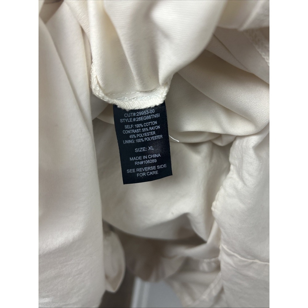 Trixxi Maxi Sun Dress XL Ivory Smocked Tiered‎ Black Bow Strap Pockets - Picture 7 of 9